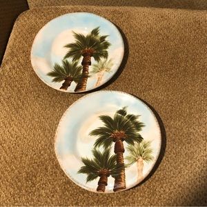 Set of 2 Tabletops Baja Palm Trees Salad Plates
